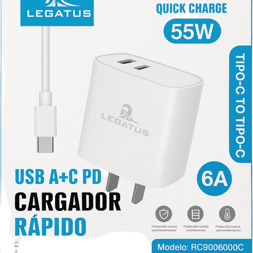 CARGADOR USB A TIPO C LEGATUS ROYALCELL RC9006000C